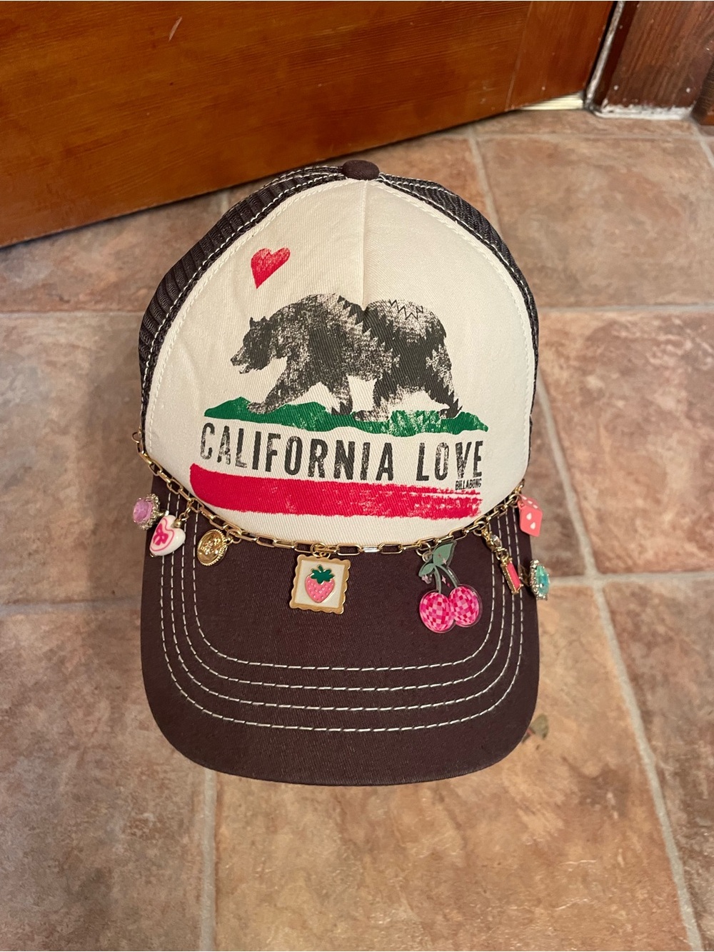 Billabong Brown and Cream "California Love" Charm Trucker Hat